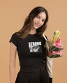 Shop Strong Photo Half Sleeve Printed T-Shirt Black-Front