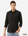 Shop Men Black Solid Classic Shirt-Front