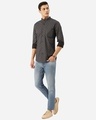 Shop Men Charcoal Grey & Blue Paisley Print Smart Shirt-Full
