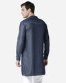 Shop Men Navy Blue Chambray Solid Pathani Kurta-Design