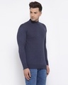 Shop Men Navy Blue Solid Pullover Sweater-Design