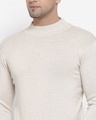 Shop Men Off White Solid Pullover Sweater-Full