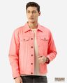 Shop Men's Pink Solid Denim Jacket-Front