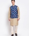 Shop Men's Blue Floral Printed Nehru Jacket-Full