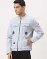 Shop Men's Blue Self Design Jacket-Design