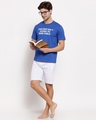 Shop Men's Blue Typography Relaxed Fit Nightsuit