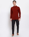 Shop Men's Maroon Striped Regular Fit Sweater