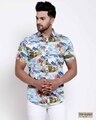 Shop Men's Blue Floral Print Shirt-Front