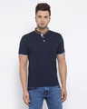 Shop Men's Navy Blue Short Sleeves Casual T-shirt-Front