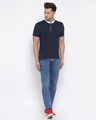 Shop Men's Navy Blue Short Sleeves Casual T-shirt-Full