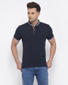 Shop Men's Navy Blue Short Sleeves Casual T-shirt-Front