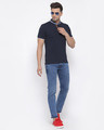 Shop Men's Navy Blue Short Sleeves Casual T-shirt-Full