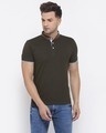 Shop Men's Olive Short Sleeves Casual T-shirt-Front