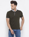 Shop Men's Olive Short Sleeves Casual T-shirt-Front