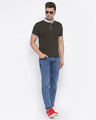 Shop Men's Olive Short Sleeves Casual T-shirt-Full