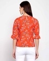 Shop Orange Floral Printed Flared Sleeves Top-Design