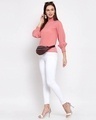 Shop Pink & White Printed Puff Sleeves Crepe Top-Full