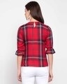 Shop Red Checked Bell Sleeves Top-Design
