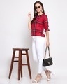 Shop Red Checked Bell Sleeves Top-Full