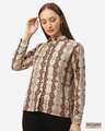 Shop Women Beige & Brown Print Casual Shirt-Front