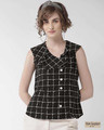 Shop Women's Black & White Checked Top-Front