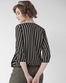 Shop Women's Black & White Striped Blouson Top-Design