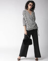 Shop Women's Black & White Striped Wrap Top-Full