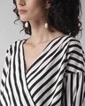 Shop Women's Black & White Striped Wrap Top