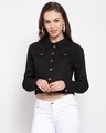 Shop Women's Black Denim Jacket-Front
