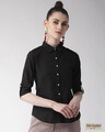 Shop Women Black Regular Fit Solid Casual Shirt-Front
