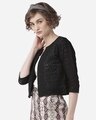 Shop Women's Black Self Design Open Front Crop Shrug-Design