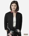 Shop Women's Black Solid Cropped Open Front Shrug-Front