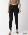 Shop Women Black Solid Slim Smart Fit Stretchable Jeggings-Front