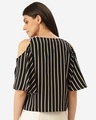 Shop Women Black & White Cold Shoulder Striped Top-Design