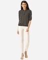 Shop Women Black & White Striped Blouson Top-Full