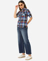 Shop Women Blue & Maroon Twill Weave Checked Casual Shirt-Full