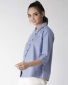 Shop Women Blue & White New Fit Striped Casual Shirt-Design