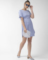 Shop Women Blue & White Polka Dot Print A Line Dress-Full