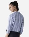 Shop Women's Blue & White Self Design Crop Button Shrug-Full