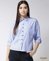 Shop Women Blue & White Striped Casual Shirt-Front