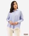 Shop Women's Blue & White Striped Shirt-Front