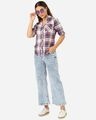 Shop Women Blue & White Twill Weave Checked Casual Shirt-Full