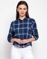 Shop Women's Blue Boxy Checked Casual Shirt-Front