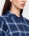 Shop Women's Blue Boxy Checked Casual Shirt