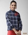 Shop Women's Blue Checked Top-Front