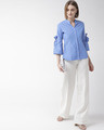 Shop Women Blue Classic Regular Fit Solid Casual Shirt-Full