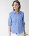 Shop Women Blue Classic Regular Solid Casual Shirt-Front