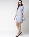 Shop Women Blue & White Striped Shirt Dress-Full
