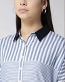Shop Women Blue & White Striped Shirt Dress