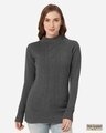 Shop Women's Charcoal Grey Self Design Pullover-Front